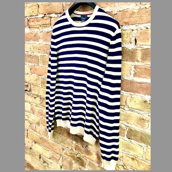 H&M Men's Fine Knit Nautical Striped Silk Sweater Medium - Picture 11 of 13